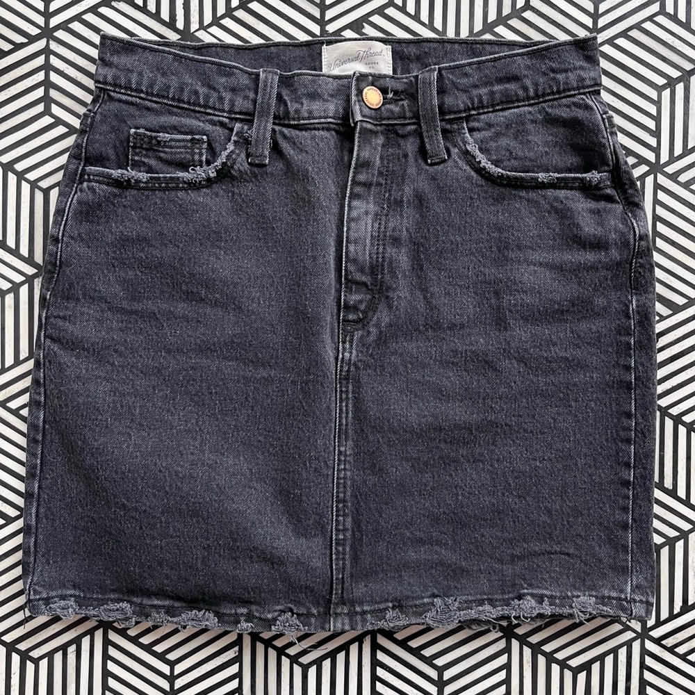 Black Denim Mini Skirt